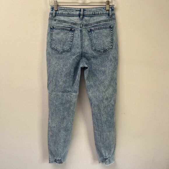 Tinseltown Women's Stonewash Skinny Jeans 5 Distressed High Rise Raw Hem Denim - Picture 3 of 8